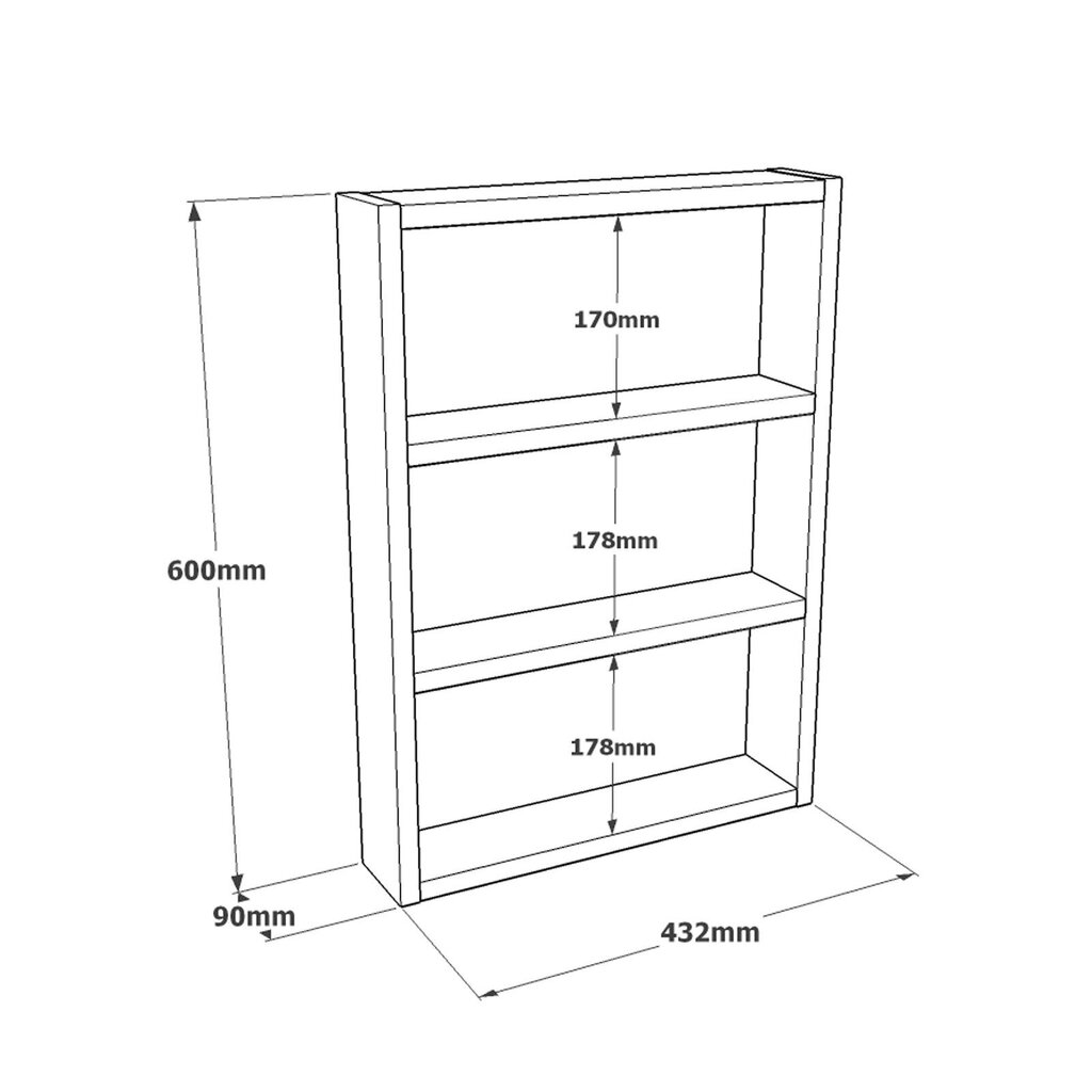 Seinariiul 43,2cm x 60cm x 9cm valge цена и информация | Riiulid | kaup24.ee