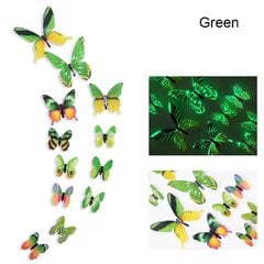 Флуоресцентные наклейки Бабочки 3D, 12 шт. цена и информация | Декоративные наклейки | kaup24.ee