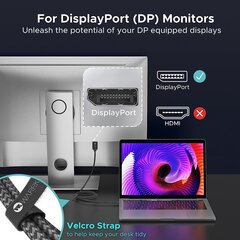 USB C Displayport Kabel (4K@60 Гц, 2K@165HZ), Warrky [позолоченная, плетена цена и информация | Кабели и провода | kaup24.ee