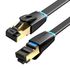 Ethernet RJ45 Flat Network Cable Vention IKCBG, Cat.8, U|FTP, 1.5m (Black) цена и информация | Кабели и провода | kaup24.ee