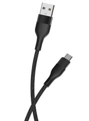 Maxlife MXUC-07 cable USB - microUSB 1,0 m 2,4A black nylon цена и информация | Кабели и провода | kaup24.ee