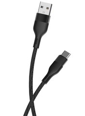 Maxlife MXUC-07 cable USB - USB-C 1,0 m 3A black nylon цена и информация | Кабели и провода | kaup24.ee