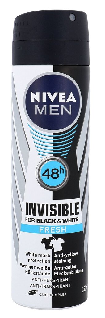 Antiperspirant Nivea Men Invisible Black & White meestele 150 ml цена и информация | Deodorandid | kaup24.ee