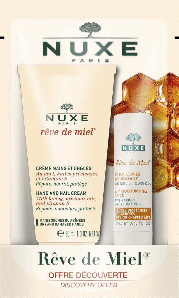 Nuxe Reve de Miel Hand And Nail Cream + Lip Stick цена и информация | Kehakreemid, losjoonid | kaup24.ee