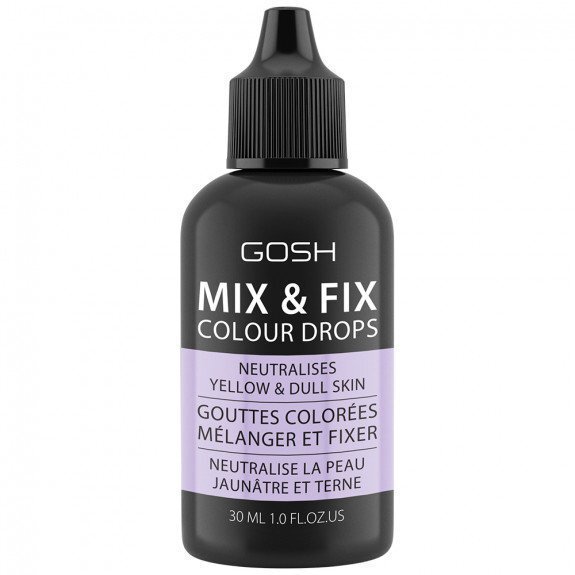 Tooniv meigivahend kollaste ja teiste näotoonide katmiseks Gosh Mix & Fix Colour Drops, 003 Purple, 30 ml цена и информация | Jumestuskreemid, puudrid | kaup24.ee