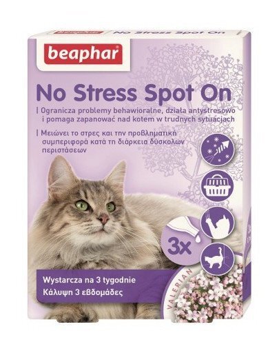 Beaphar rahustava toimega No Stress Spot On, 0,4 ml x 3 цена и информация | Hooldusvahendid loomadele | kaup24.ee