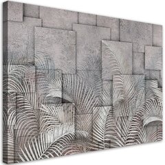 Холст. 3D листья на бетонном имитационном фоне 59,99 цена и информация | Картины, живопись | kaup24.ee