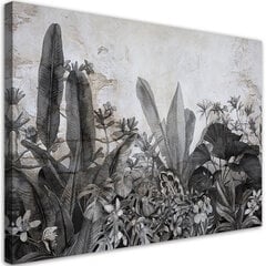 Принт холста, черно -белые листья на бетонном фоне 59,99 цена и информация | Картины, живопись | kaup24.ee