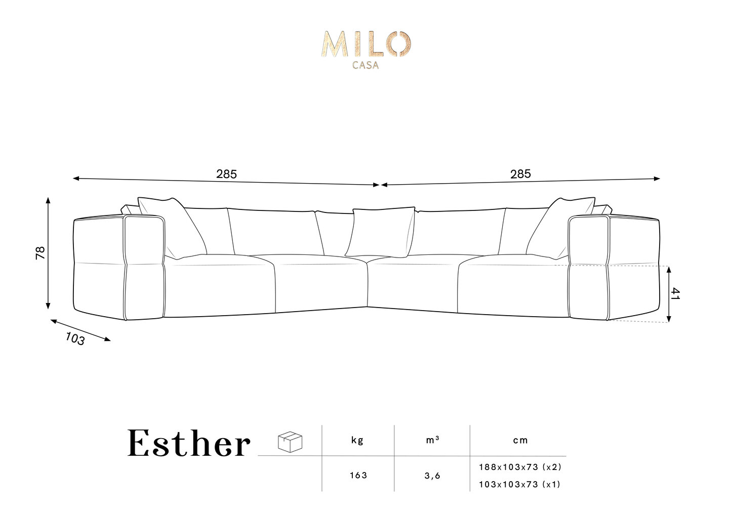 Diivan Milo Casa Esther, 285x285x78 cm, must hind ja info | Diivanid ja diivanvoodid | kaup24.ee