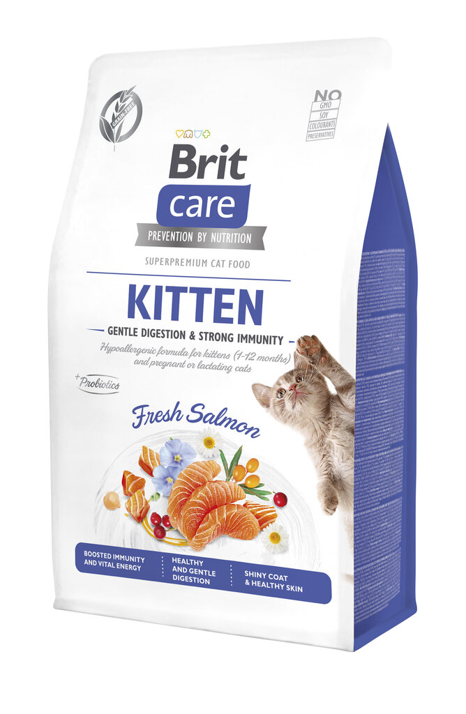 Brit Care Cat GF Kitten Gentle Digestion Strong Immunity noortele kassipoegadele lõhega, 400 g hind ja info | Kuivtoit kassidele | kaup24.ee