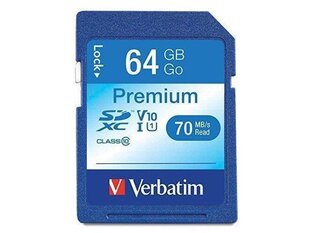 Mälukaart Verbatim (44024) 64GB Premium SDXC Memory Card, UHS-I V10 U1 Class 10 hind ja info | Verbatim Mobiiltelefonid, foto-, videokaamerad | kaup24.ee