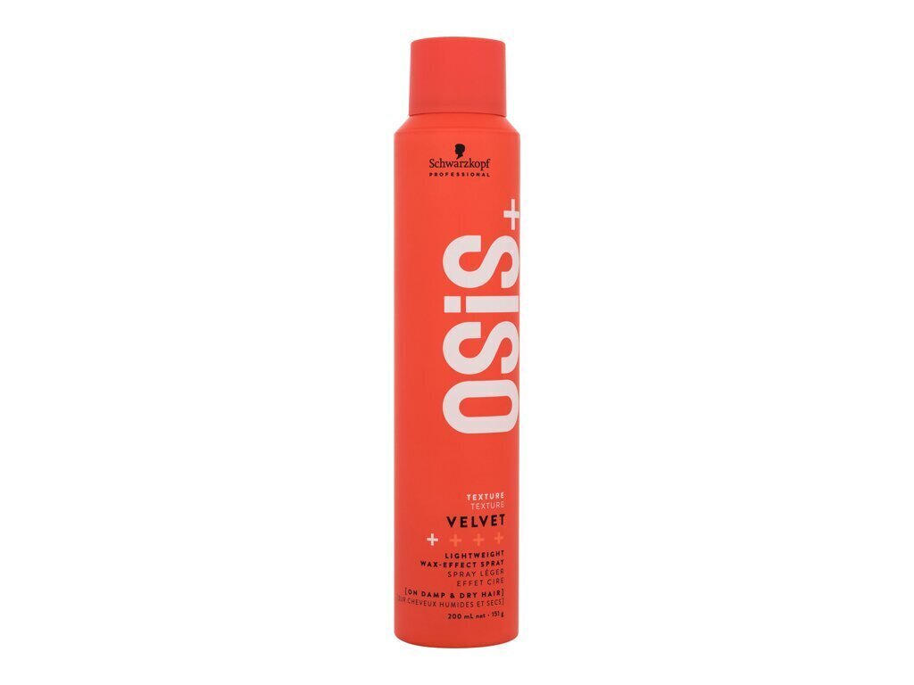 Kerge vahaefektiga sprei Schwarzkopf Professional Osis+ Velvet, 200 ml цена и информация | Viimistlusvahendid juustele | kaup24.ee