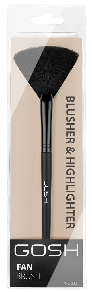 Põsepuna- ja särapuudri pintsel Gosh Fan Brush 032 цена и информация | Meigipintslid, -käsnad | kaup24.ee