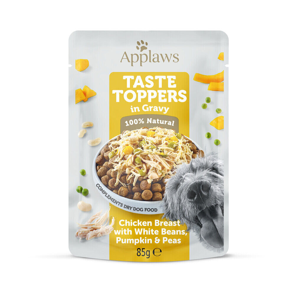 Applaws Dog Taste Toppers in Gravy koos kana rinnatüki, ubade ja kõrvitsaga, 12x85 g hind ja info | Konservid koertele | kaup24.ee