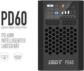 Зарядное устройство ISDT Balance Lipo PD60, 60 Вт, 6 А, с входом Type-C, портативное зарядное устройство для 1-4S Lipo / Life / Lilon, 1-12S LiHv / Pb / NiMH цена и информация | Зарядные устройства | kaup24.ee