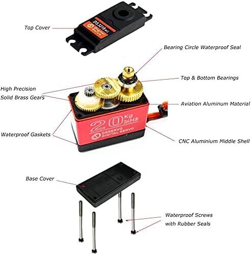 Servo 20kg DS3120MG alumiiniumkestaga veekindel digitaalne servo RC-autole (juhtimisnurk 180) цена и информация | Droonid | kaup24.ee