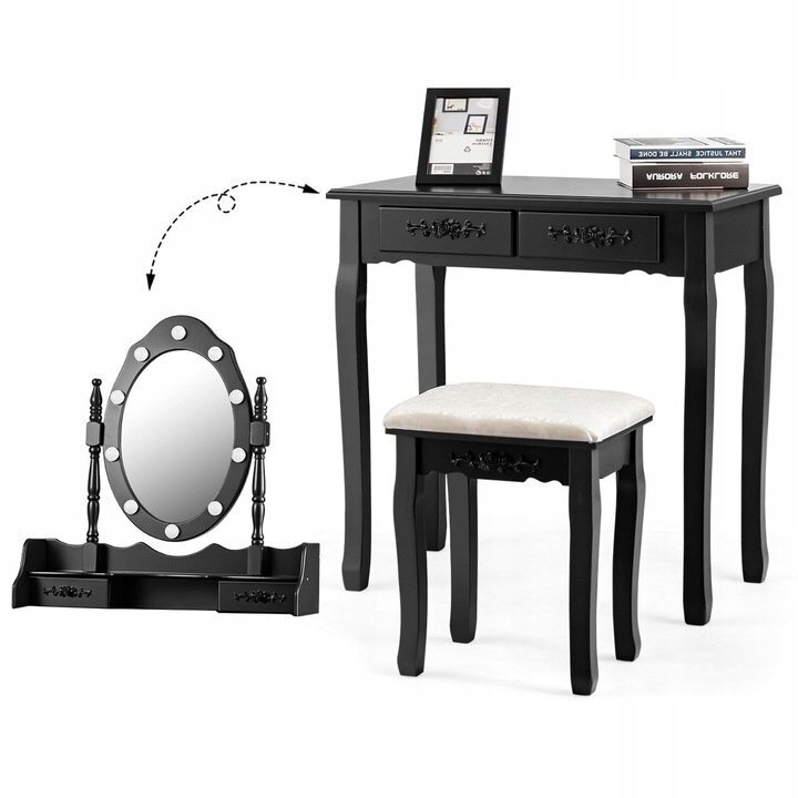 Kosmeetiline tualettlaud LED peegli ja taburetiga hind ja info | Tualettlauad | kaup24.ee
