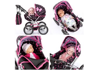 Кукольная коляска Kinderplay, серая/розовая цена и информация | Игрушки для девочек | kaup24.ee