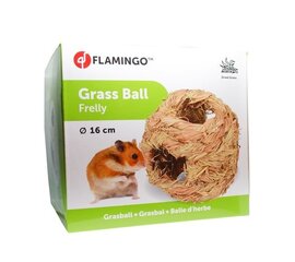 Травяной шарик с отверстиями Flamingo Pet Products, 16 см цена и информация | Клетки и аксессуары для грызунов | kaup24.ee