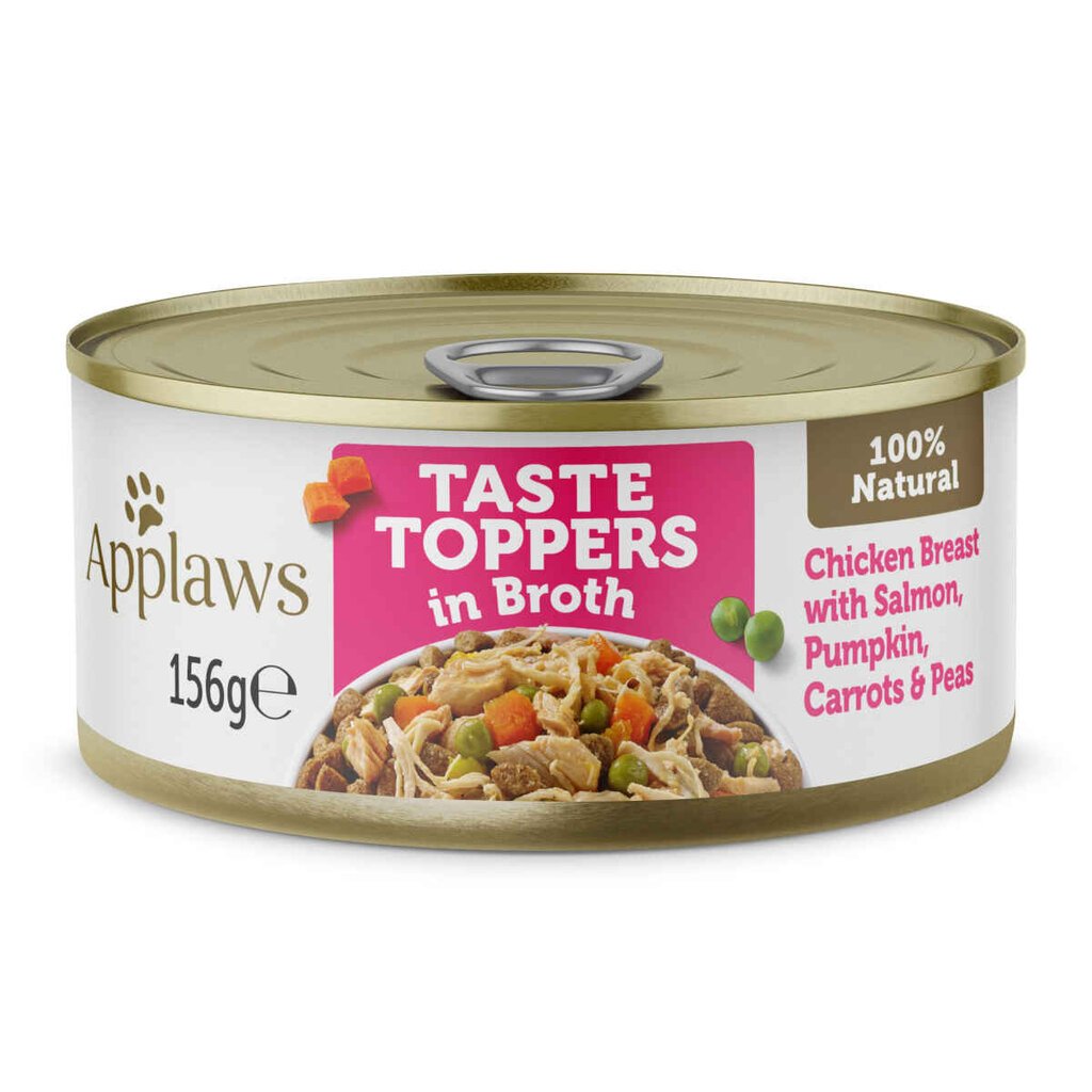 Applaws Dog Taste Toppers koos kana, lõhe ja kõrvitsaga puljongis, 12x156 g цена и информация | Konservid koertele | kaup24.ee