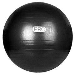 Võimlemispall "Profit" pumbaga 75 cm DK 2102, must hind ja info | Võimlemispallid | kaup24.ee
