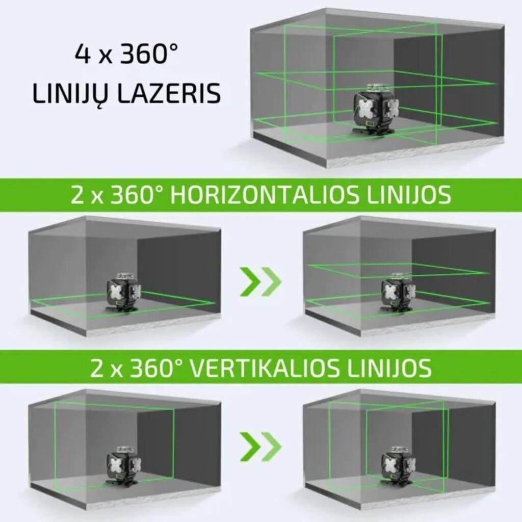 Lasertase Huepar 4D (S04CG), roheline hind ja info | Käsitööriistad | kaup24.ee