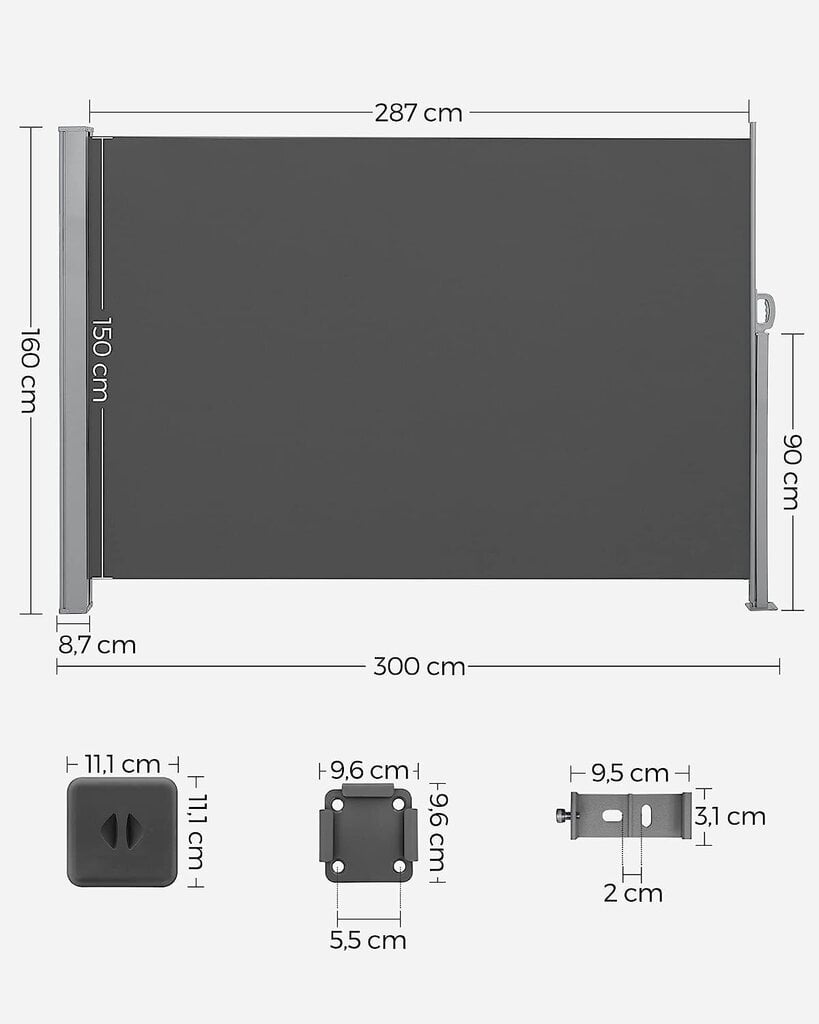 Varisein SongMics GSA589G01, 180 x 450 cm, antratsiit цена и информация | Päikesevarjud, markiisid ja alused | kaup24.ee