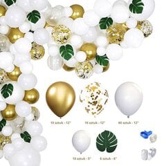 Balloon Garland 90tk, valge, kuld, lehed цена и информация | Воздушные шары | kaup24.ee