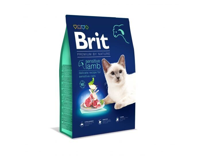 Brit Dry Premium By Nature Sensitive koos lambalihaga, 8 kg hind ja info | Kuivtoit kassidele | kaup24.ee