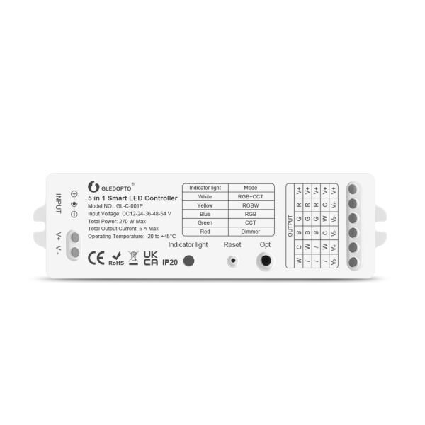 LED-kontroller Zigbee Pro 5-in-1 (Zigbee+RF) 12V / 24V / 36V / 48V / 54V DC hind ja info | LED ribad | kaup24.ee