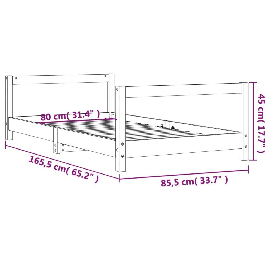 Lastevoodi raam vidaXL, valge, 80 x 160 cm hind ja info | Lastevoodid | kaup24.ee