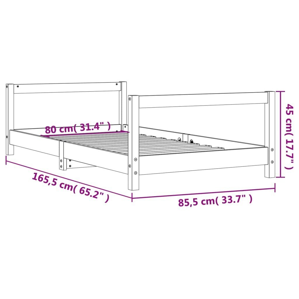 Lastevoodi raam vidaXL, must, 80 x 160 cm hind ja info | Lastevoodid | kaup24.ee