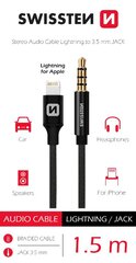 Swissten Textile Audio Adapter Lightning / 3,5 mm / 1.5m hind ja info | Kaablid ja juhtmed | kaup24.ee