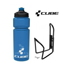 Pudel ja hoidja Cube Icon, 750ml, sinine цена и информация | Фляги для велосипеда, флягодержатели | kaup24.ee