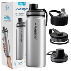 Wessper ActiveMax Steeline 500ml termopudel, hõbedane цена и информация | Фляги для воды | kaup24.ee