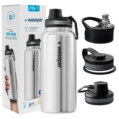 Термобутылка Wessper ActiveMax Steeline, 1 л, серебро цена и информация | Бутылки для воды | kaup24.ee