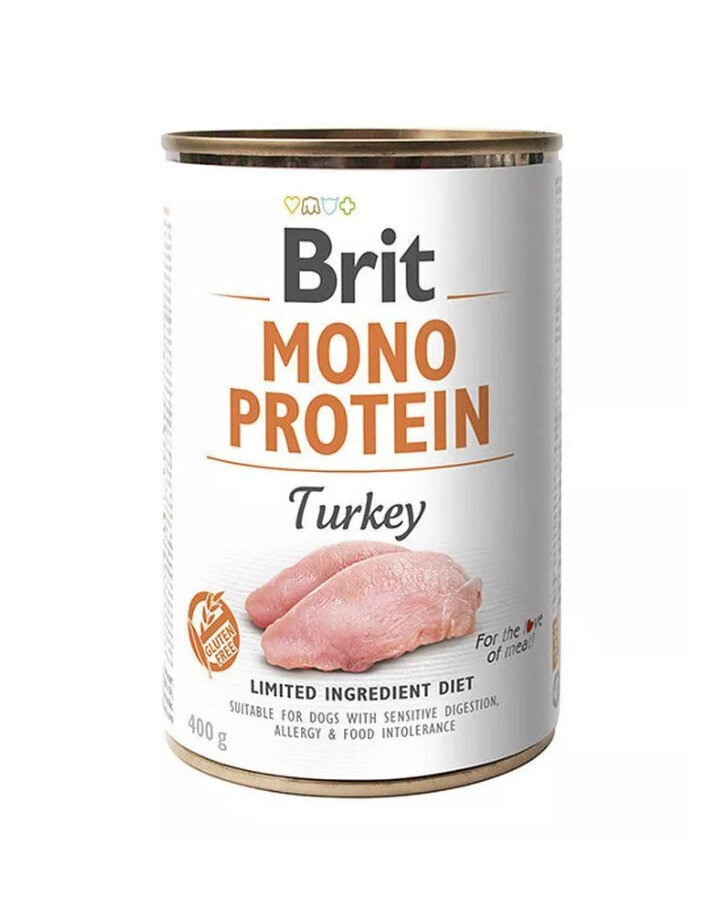 Brit Mono Protein koos kalkuniga, 6x400 g hind ja info | Konservid koertele | kaup24.ee