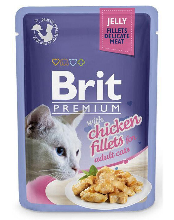 Brit Premium Fillets in Jelly koos kanaga, 24x85 g hind ja info | Konservid kassidele | kaup24.ee