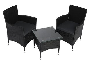 Corfu Balcony Set, Table 58x58x85cm, 2xArmchair 50x50x45cm With Pillow Gray, Technorattan Black цена и информация | Комплекты уличной мебели | kaup24.ee
