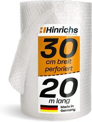 Хинрихс перфорированная пленка воздушной подушки 20 м x 30 см - идеально подходит для доставки, упаковки и перемещения - 100% переработана - пузырьковая обертка в качестве упаковочного материала - nub цена и информация | Подарочные упаковки | kaup24.ee