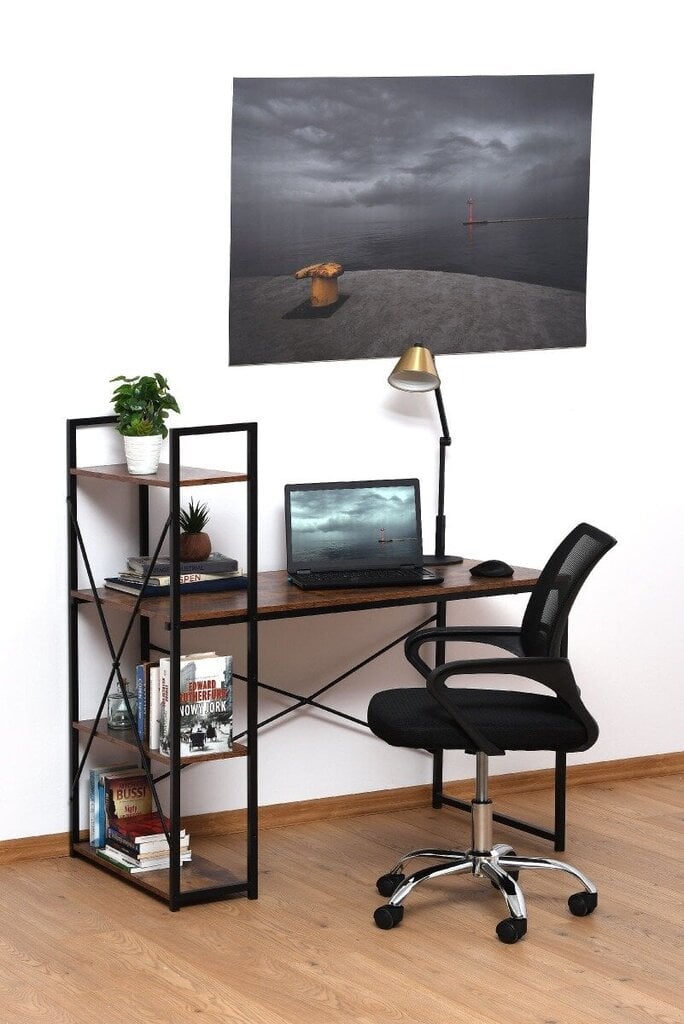 Loft desk with an additional MDF bookcase 120x60x75/122 cm hind ja info | Arvutilauad, kirjutuslauad | kaup24.ee