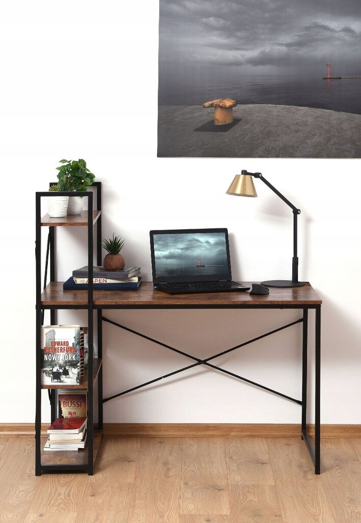 Loft desk with an additional MDF bookcase 120x60x75/122 cm hind ja info | Arvutilauad, kirjutuslauad | kaup24.ee
