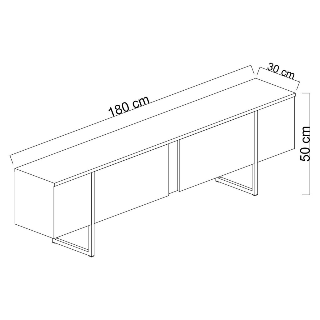 Elutoa mööblikomplekt, Asir, TV-alus 180 x 30 x 50 cm, diivanilaud 90 x 60 x 40 cm, must hind ja info | Sektsioonid | kaup24.ee