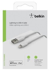 Kaabel Belkin Lightning Lade/Sync 1m, PVC, valge, mfi certified цена и информация | Кабели для телефонов | kaup24.ee