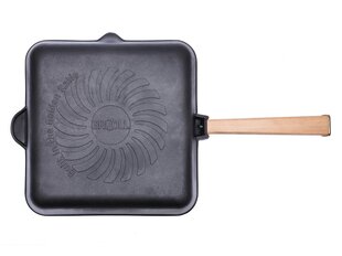 "BRIZOLL" сковорода чугунная квадратная гриль 28х28х5,7 см с ручкой "Optima" цена и информация | Cковородки | kaup24.ee
