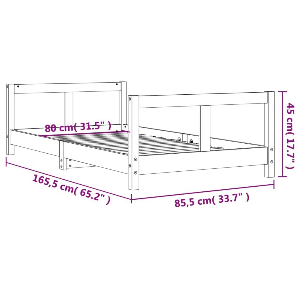 Lastevoodi raam vidaXL, valge, 80 x 160 cm цена и информация | Lastevoodid | kaup24.ee