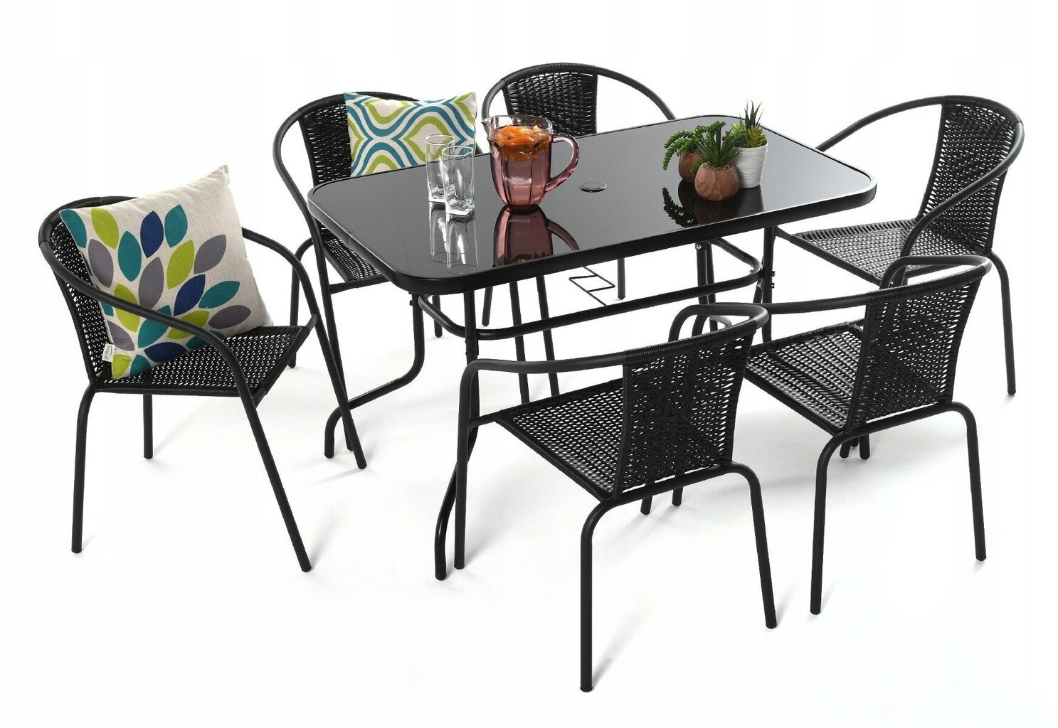 Garden set table + 6 chairs black цена и информация | Aiamööbli komplektid | kaup24.ee