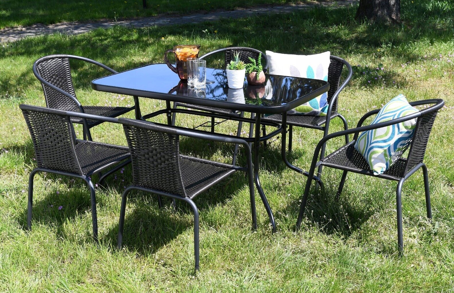 Garden set table + 6 chairs black цена и информация | Aiamööbli komplektid | kaup24.ee