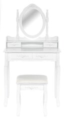 Lara II dressing table with a stool, dimensions 75x40x145, white, 4 drawers hind ja info | Tualettlauad | kaup24.ee