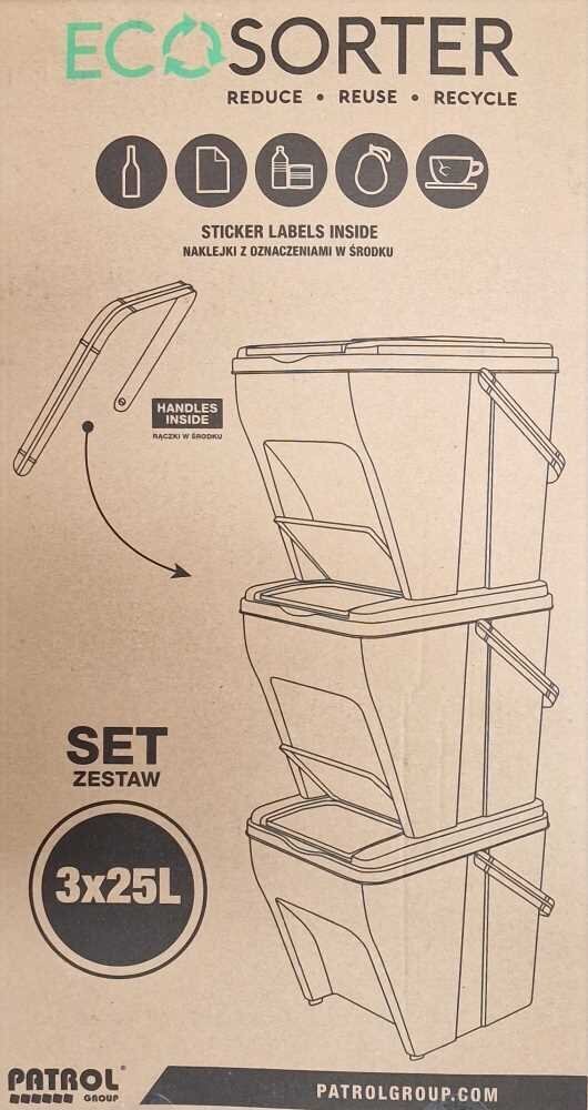 Prügikast jäätmete sorteerimiseks ECOsorter, 3x25L hind ja info | Prügikastid | kaup24.ee